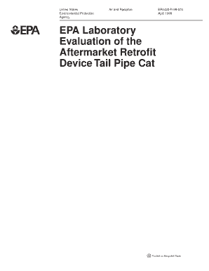 EPA Laboratory Evaluation of the Aftermarket Retrofit Device Tail Epa  Form