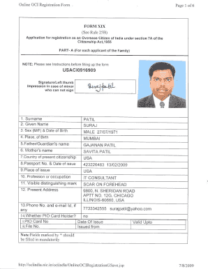 Professional Details of the Applicant Oci Sample  Form