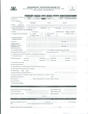 Mtnl New Connection Form