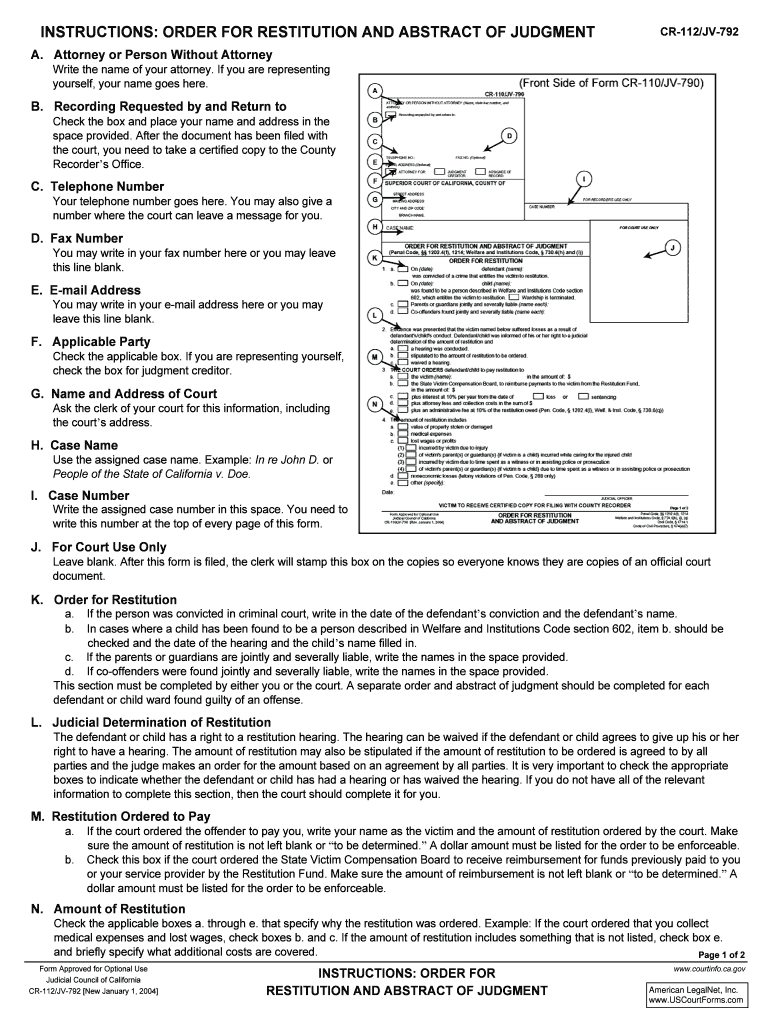  Attorney or Person Without Attorney INSTRUCTIONS Courts Ca 2004