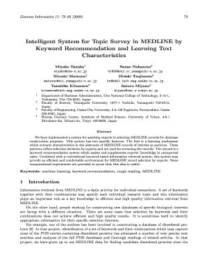 Intelligent System for Topic Survey in MEDLINE by Keyword Jsbi  Form