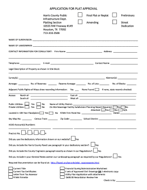 APPLICATION for PLAT APPROVAL Hcpid Org  Form