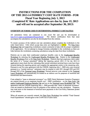 Completion of Indirect Cost Rate Forms Nj