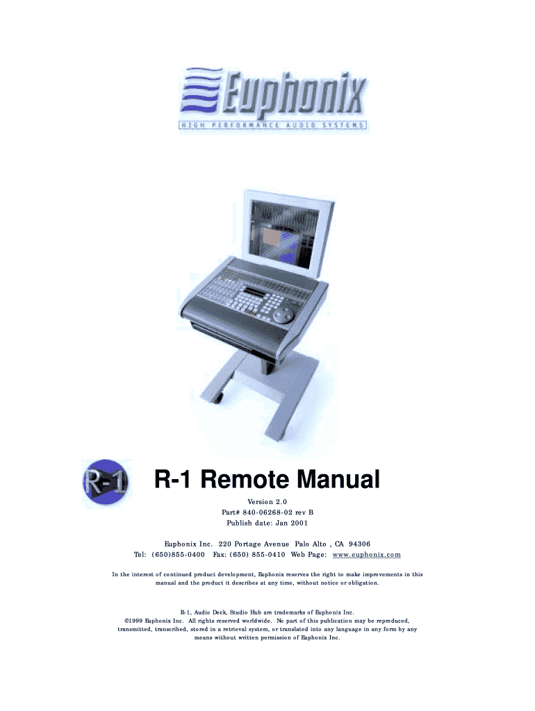 R 1 Remote Manual Euphonix  Form