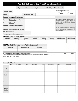 Esl Monitoring Forms