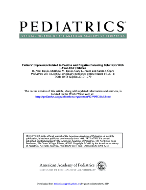 Fathers&#039; Depression Related to Positive and Negative Pediatrics Pediatrics Aappublications  Form