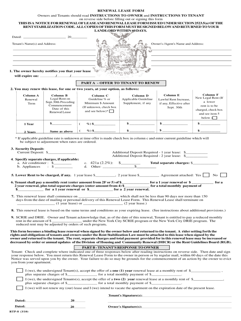  Nyc Lease Renewal Form 2010-2024