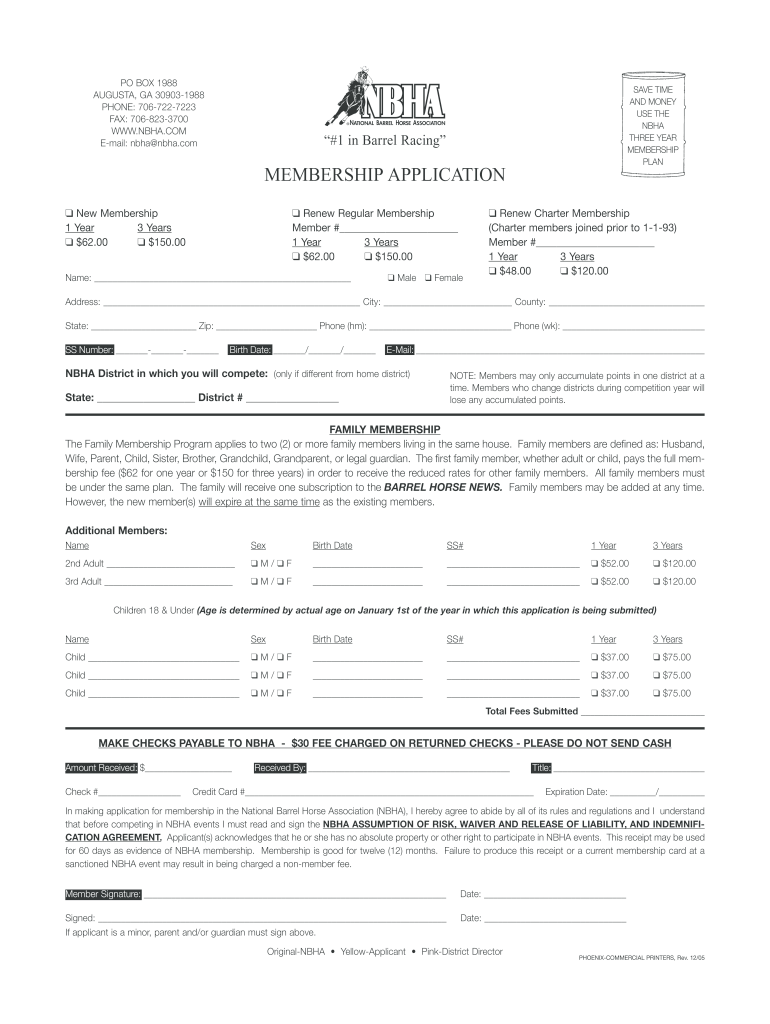  Nbha Membership Form Printable 2005-2024