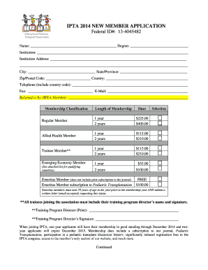 IPTA NEW MEMBER APPLICATION Iptaonline  Form