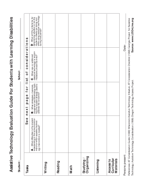 Assistive Technology Evaluation Guide for Students with NCATP Ncatp  Form