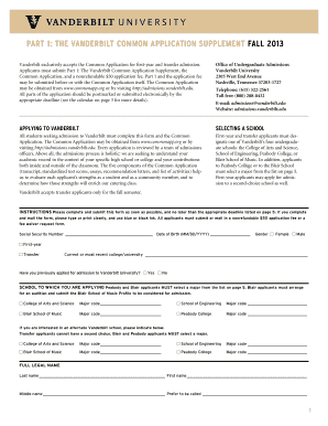 Vanderbilt Application  Form