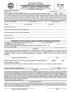 What is the Address to File South Carolina Form Et 101