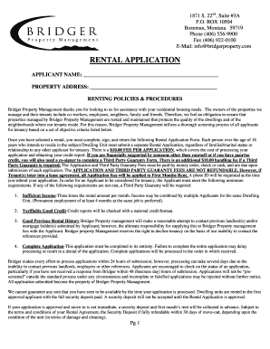 Rental Application Form Bridger Property