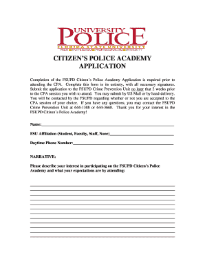 Police Academy Application Form