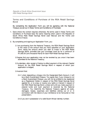 Republic of South Africa Government Issue Secure Rsaretailbonds Gov  Form