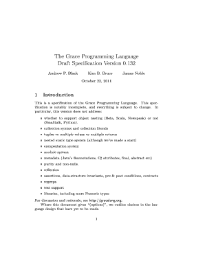 The Grace Programming Language Specification Version 0 132 Gracelang  Form