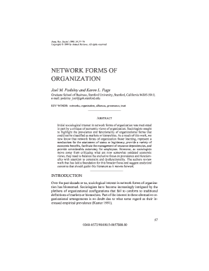 NETWORK FORMS of ORGANIZATION