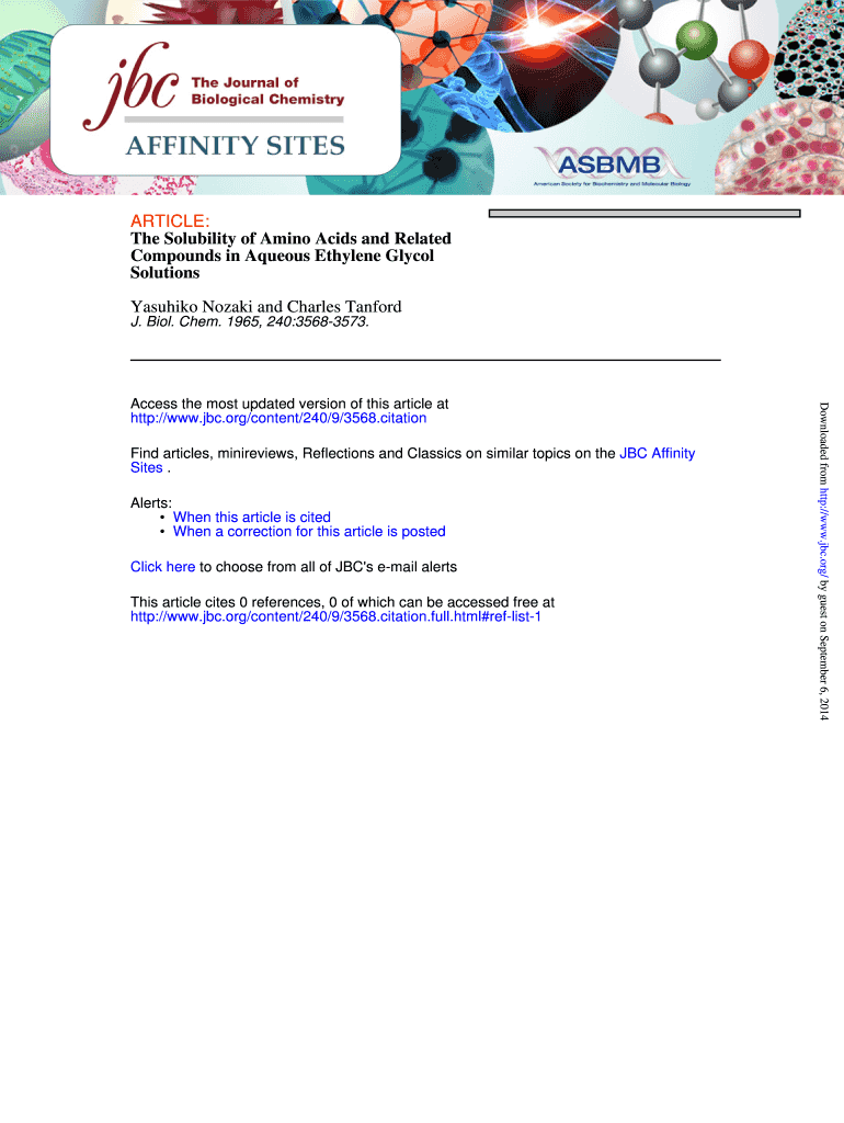 The Solubility of Amino Acids and Related Compounds in Aqueous Jbc  Form