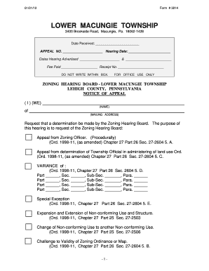 Zoning Appeal Form Lower Macungie Township