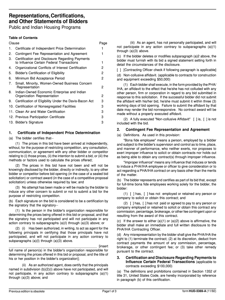  Hud Form 5369 a 1992-2024