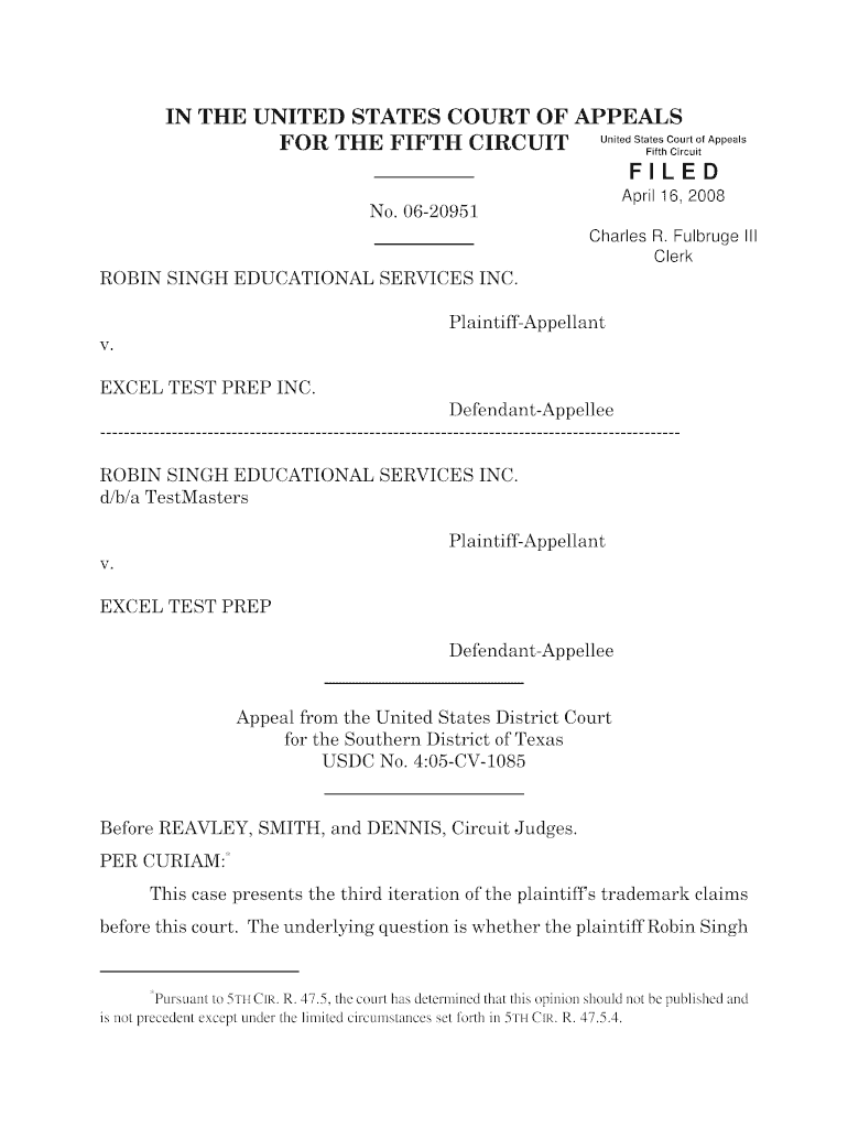 Fulbruge III Clerk  Ca5 Uscourts  Form