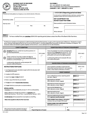 Wisconsin Cle Form 1