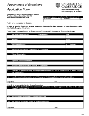 HPS Appointment of Examiners Application Form Hps Cam Ac