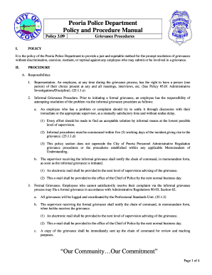 Peoria Police Department Policy and Procedure Manual Form