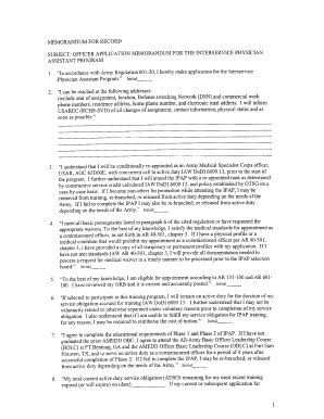 Blank Memorandum for Record Fillable  Form