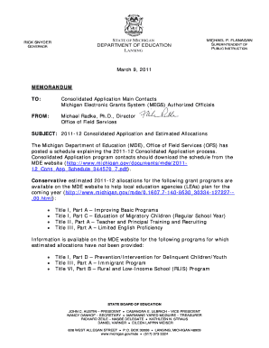 12 Consolidated Application and Estimated State of Michigan Michigan  Form