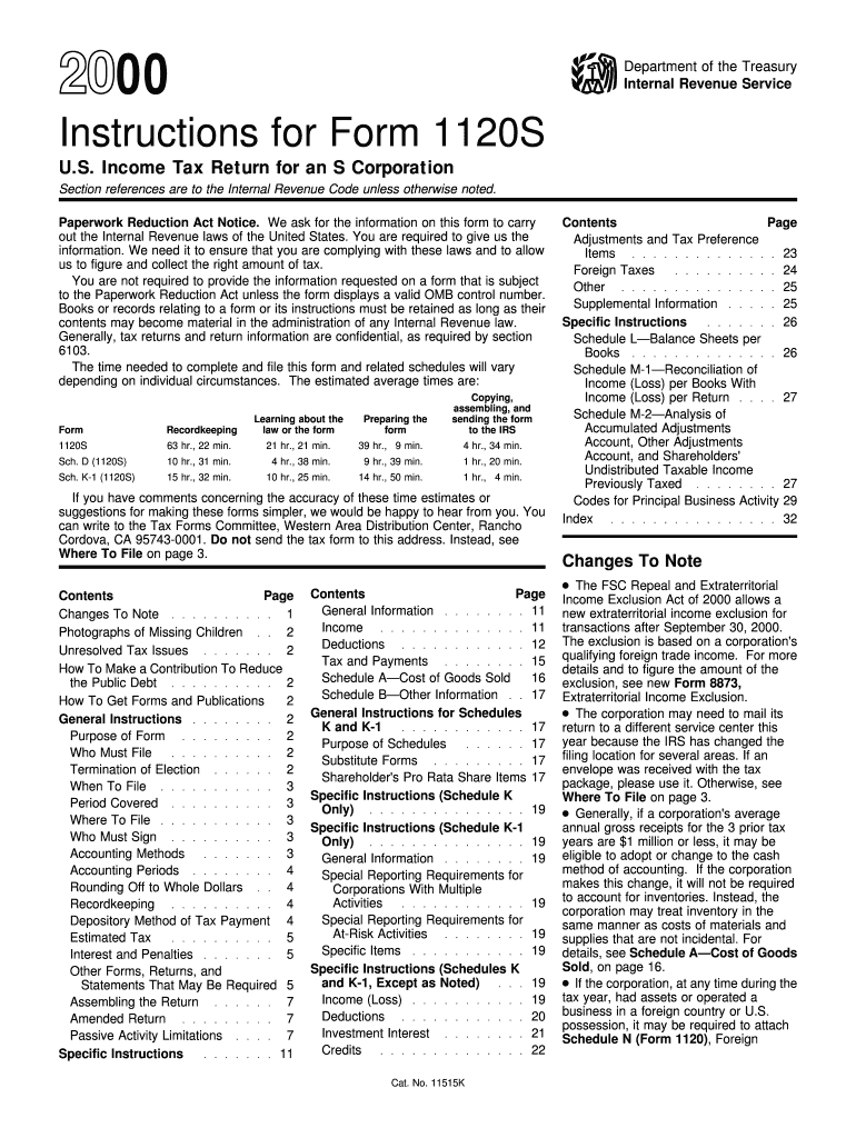 Instructions for 1120S Irs  Form