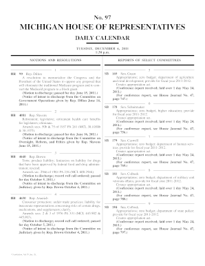 MICHIGAN HOUSE of REPRESENTATIVES Legislature Mi  Form