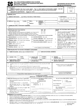 PSHS NCE Application Form WriterPhilippines