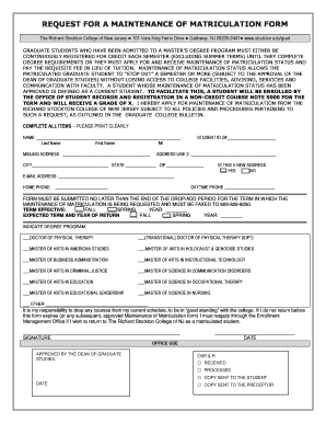 GRADUATE EQUIVALENCY FORM Richard Stockton College of Intraweb Stockton