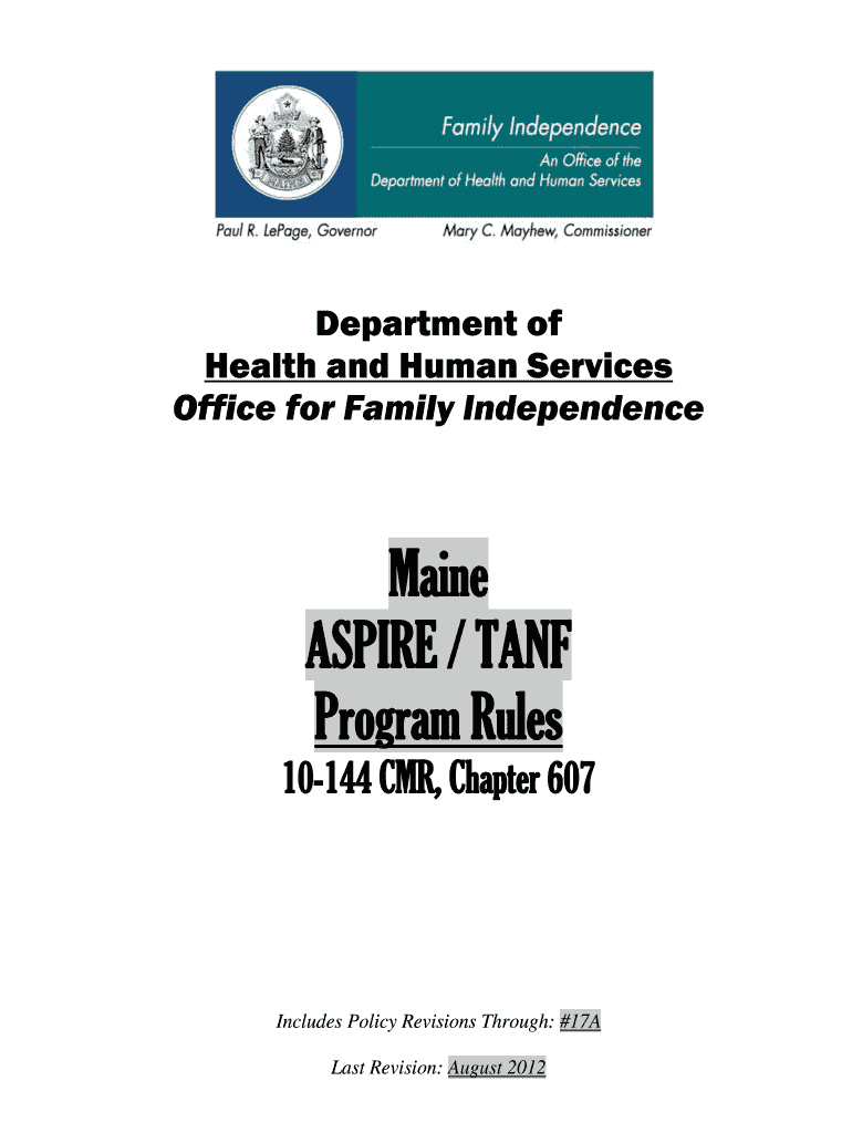 MAINE DEPARTMENT of HUMAN SERVICES Maine Gov Maine  Form