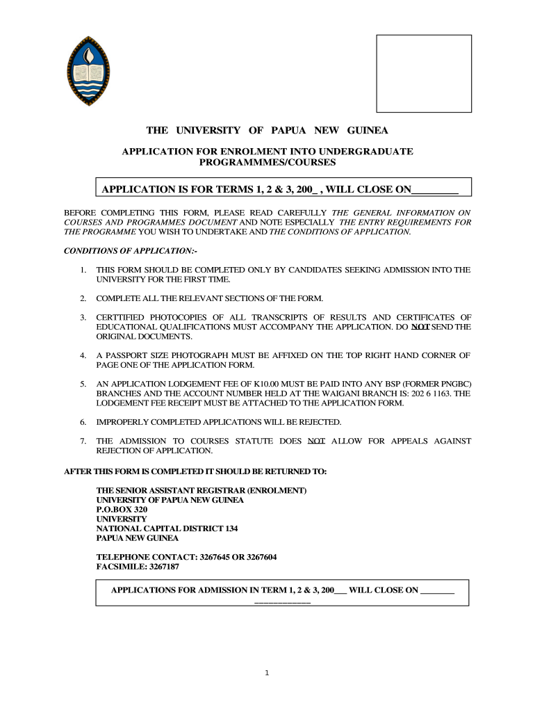 Upng Non School Leaver Application Form 2021 PDF