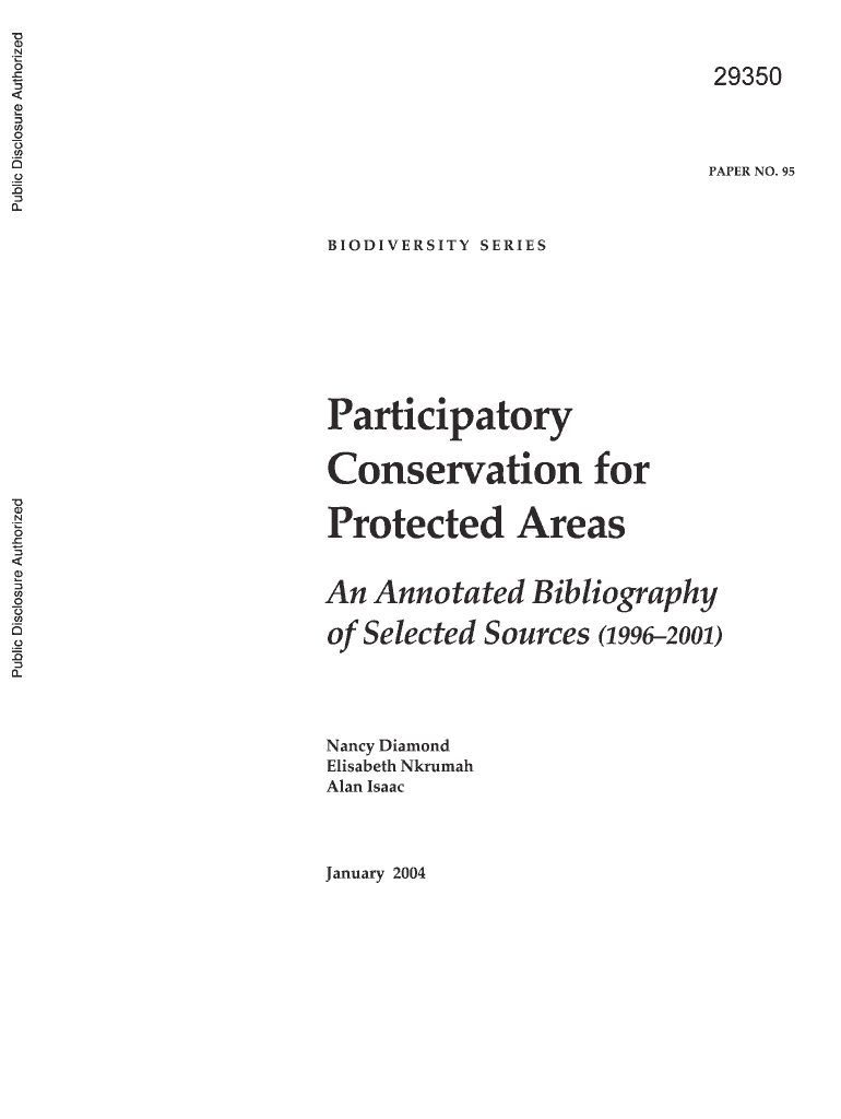 Conservation for Protected Areas Www Wds Worldbank  Form