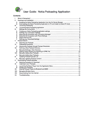 User Guide Nokia Podcasting Application  Form