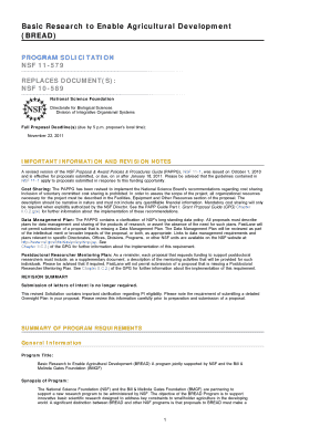 Basic Research to Enable Agricultural Development BREAD Nsf11579  Form