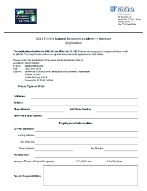 Florida Natural Resources Leadership Institute Application Nrli Ifas Ufl  Form