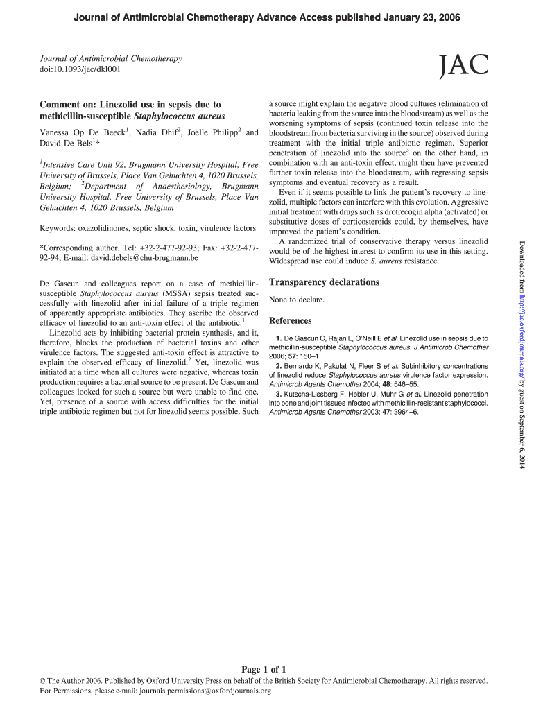 Journal of Antimicrobial Chemotherapy Advance Access Published January 23, Jac Oxfordjournals  Form