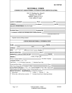 COMMUNITY BEHAVIORAL INTERVENTION SERVICES CBIS  Form