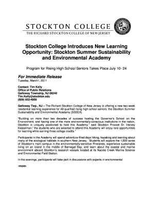 Stockton College Introduces New Learning Opportunity Stockton Intraweb Stockton  Form