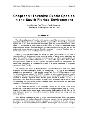 SFER, Volume I Chapter 9 Invasive Exotic Species in the Sfwmd  Form
