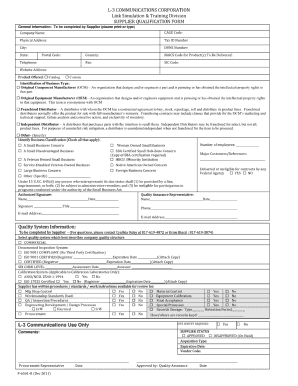 Aerospace Vendor Qualification Form