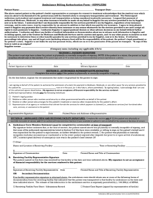 Ambulance Billing Signature Form Online