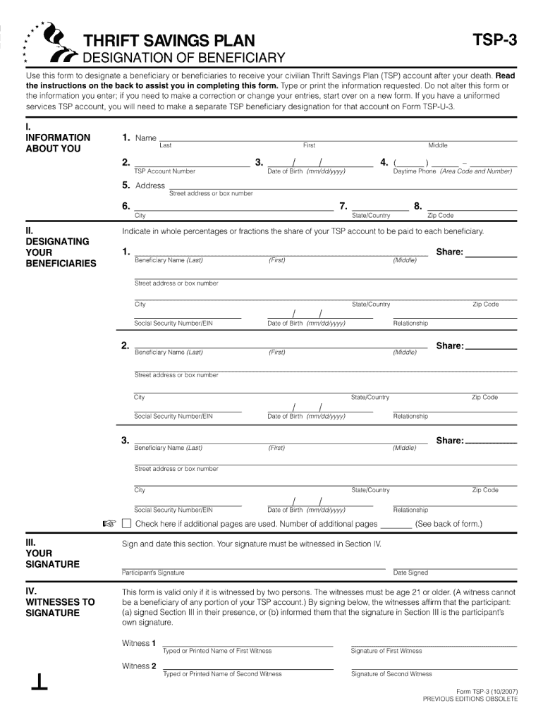 Tsp 3 Fillable Form