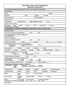 Headache Assessment Template  Form