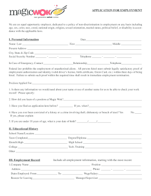 Magic Wok Hiring Form