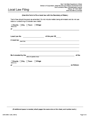 Nys Local Law Filing  Form